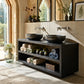 Solid Wood Double Bathroom Vanity with Open Shelf Storage – Modern Wooden Vanity Cabinet