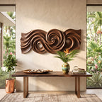 Spiral Tide Solid Wood Wall Sculpture with Organic Flowing Design