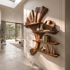 Ginkgo Leaf Solid Wood Sculptural Wall Shelf