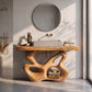 Solid Wood Bathroom Vanity with Sculptural Multi-Loop Base