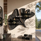 Flowing Leaf Sculptural Solid Wood Wall Shelf