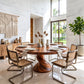 Round Solid Wood Dining Table with Sculptural Twisted Pedestal Base