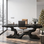 Live Edge Solid Wood Executive Desk with Branch Base