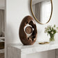 Solid Wood Oval Table Clock with Hollow Sculptural Frame – Modern Decorative Desk Clock