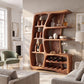 Solid Wood Wine Cabinet with Sculptural Open Shelves and Integrated Bottle Rack