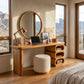 Modern Solid Wood Vanity Table with Rounded Open Shelf and Panel Legs