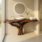 Handcrafted Solid Wood Bathroom Vanity with Sculptural Root Base