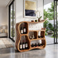 Solid Wood Wine Cabinet with Sculptural Curved Compartments for Home Bar Storage