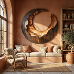 Solid Wood Open Ring Wall Sculpture with Organic Carved Edges