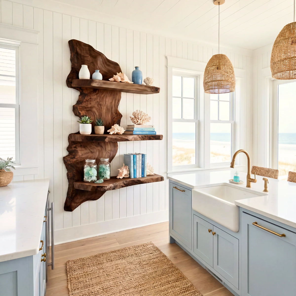 Live Edge Solid Wood Floating Wall Display Shelf