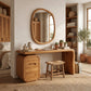 Modern Solid Wood Vanity Desk with Rounded Pedestal and Waterfall Side Design
