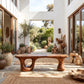 Sculptural Loop – Solid Wood Bench with Pedestal Base and Flowing Live Edge Seat