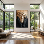 Organic Solid Wood Wall Sculpture with Hidden Face Design – Contemporary Artistic Wall Decor