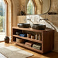 Solid Wood Double Bathroom Vanity with Open Shelf Storage – Modern Wooden Vanity Cabinet