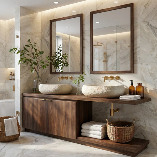 Minimalist Floating Solid Wood Bathroom Vanity Cabinet – Modern Wall-Mounted Design