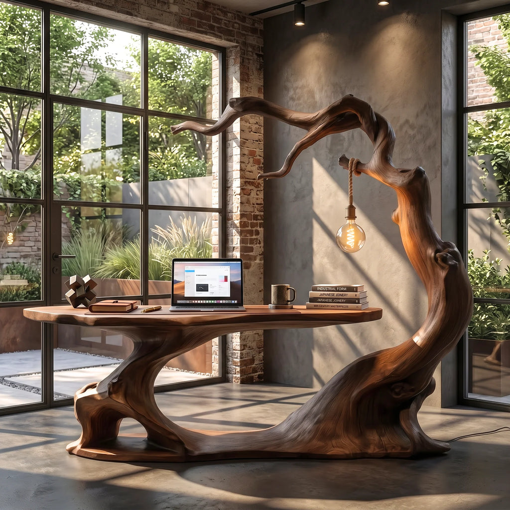 Organic Curved Solid Wood Office Desk