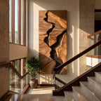 River Canyon Solid Wood Wall Sculpture – Vertical Organic Modern Abstract Art Panel