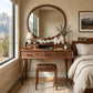 Solid Wood Makeup Vanity Table with Organizer Hutch and Spacious Storage Drawers