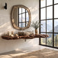 Solid Wood Floating Bathroom Vanity Shelf with Sculptural Live Edge – Modern Organic Wall Shelf