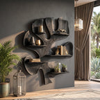 Sculptural Solid Wood Tree Wall Shelf