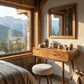 Modern Rounded Solid Wood Vanity Table with Storage Drawers