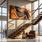 Sculpted Horizon Solid Wood Wall Art Panel – Modern Organic Abstract Sculpture