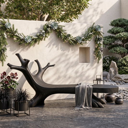 Tree Branch – Solid Wood Garden Bench with Sculptural Root Base