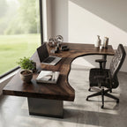 Live Edge Solid Wood Desk with Sculptural Cutout