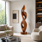 Handcrafted Solid Wood Abstract Floor Sculpture – Contemporary Freestanding Art with Flowing Open Design