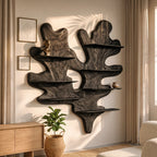 Organic Leaf Sculptural Solid Wood Wall Shelf