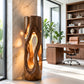 Organic Sculptural Wood Floor Lamp with Warm Ambient Lighting