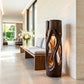 Organic Sculptural Wood Floor Lamp with Warm Ambient Lighting
