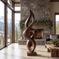 Handcrafted Abstract Twisted Wood Sculpture – Contemporary Solid Wood Art for Modern Home Décor