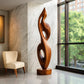 Handcrafted Solid Wood Abstract Floor Sculpture – Contemporary Freestanding Art with Flowing Open Design