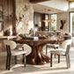 Organic Solid Wood Dining Table with Sculptural Flowing Pedestal Base