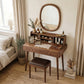 Handcrafted Solid Wood Vanity Desk with Open Organizer Shelf and Storage Drawer