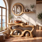 Solid Wood Bathroom Vanity with Sculptural Multi-Arch Design and Integrated Storage