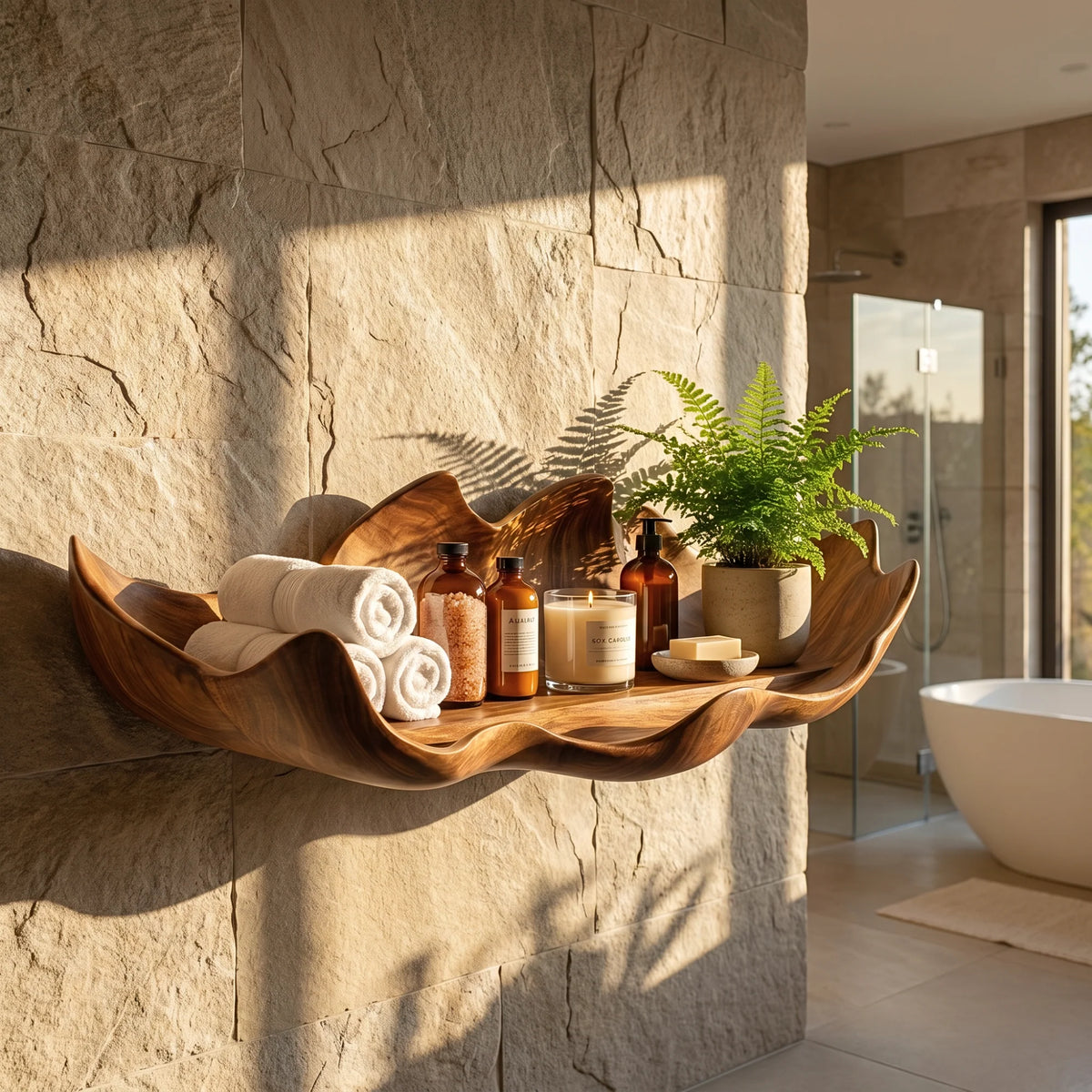 Bloom Petal Edge Solid Wood Wall Display Shelf