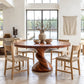 Round Solid Wood Dining Table with Sculptural Twisted Pedestal Base