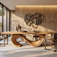 Solid Wood Dining Table with Sculptural Infinity Base