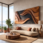 Sculpted Horizon Solid Wood Wall Art Panel – Modern Organic Abstract Sculpture