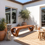 Sculptural Solid Wood Bench with Loop Legs and Flowing Live Edge Seat