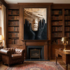 Organic Solid Wood Wall Sculpture with Hidden Face Design – Contemporary Artistic Wall Decor