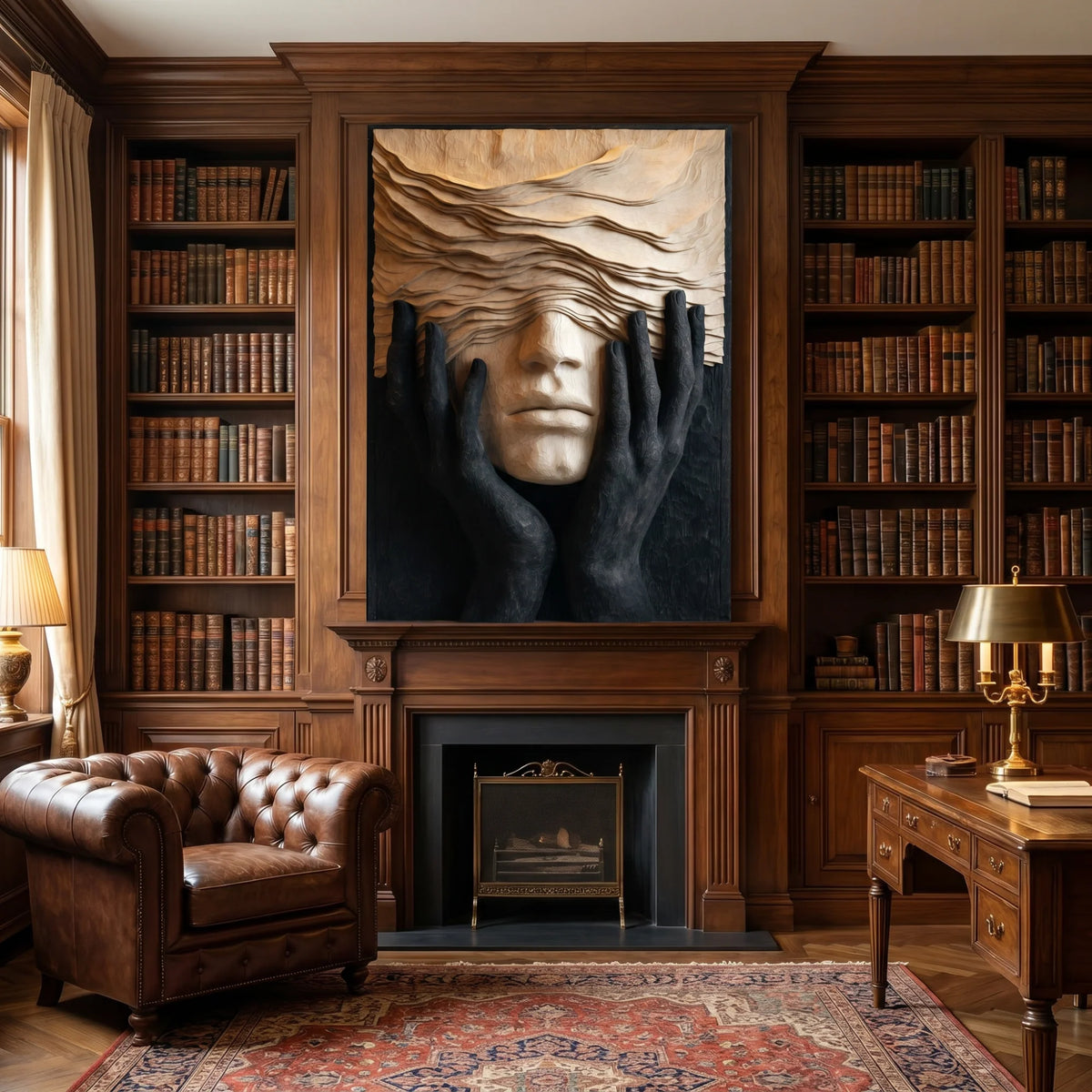 Organic Solid Wood Wall Sculpture with Hidden Face Design – Contemporary Artistic Wall Decor