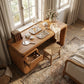 Modern Solid Wood Vanity Desk with Rounded Pedestal and Waterfall Side Design