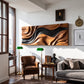 Abstract Wooden Wall Sculpture with Flowing Natural Wood and Black Layers