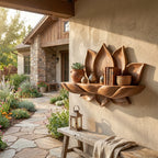Handcrafted Lotus Petal Solid Wood Wall Shelf