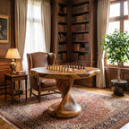 Handcrafted Solid Wood Chess Table with Pedestal Base