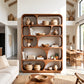Organic Grid – Rounded Solid Wood Bookcase with Open Display Compartments