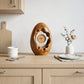 Solid Wood Oval Table Clock with Hollow Sculptural Frame – Modern Decorative Desk Clock